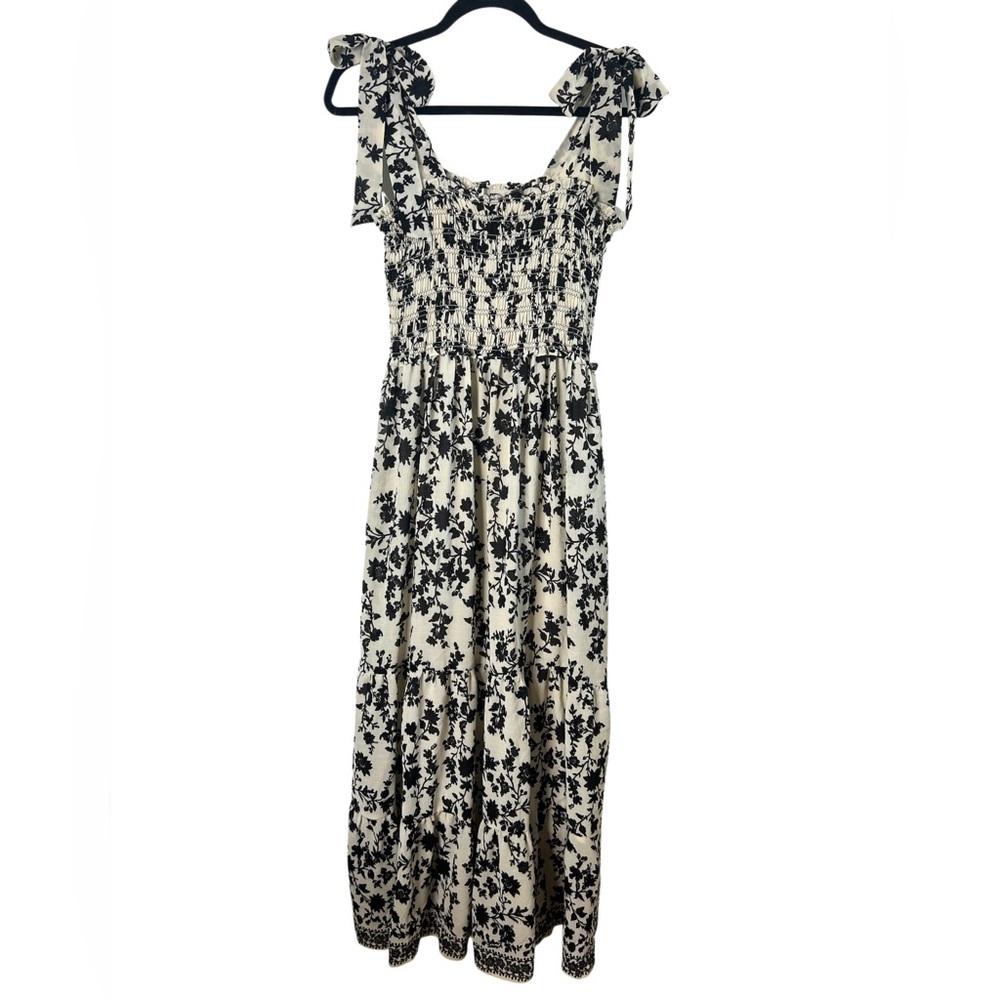 Max Studio Black and Cream Floral Maxi Dress NWT